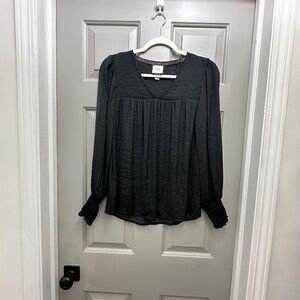 Womens Black Long Sleeve Blouse